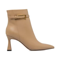 Stivaletti beige da Donna con fibbia e tacco 8 cm Donna Scarpe Eleganti|Scarpe Cerimonia Donna