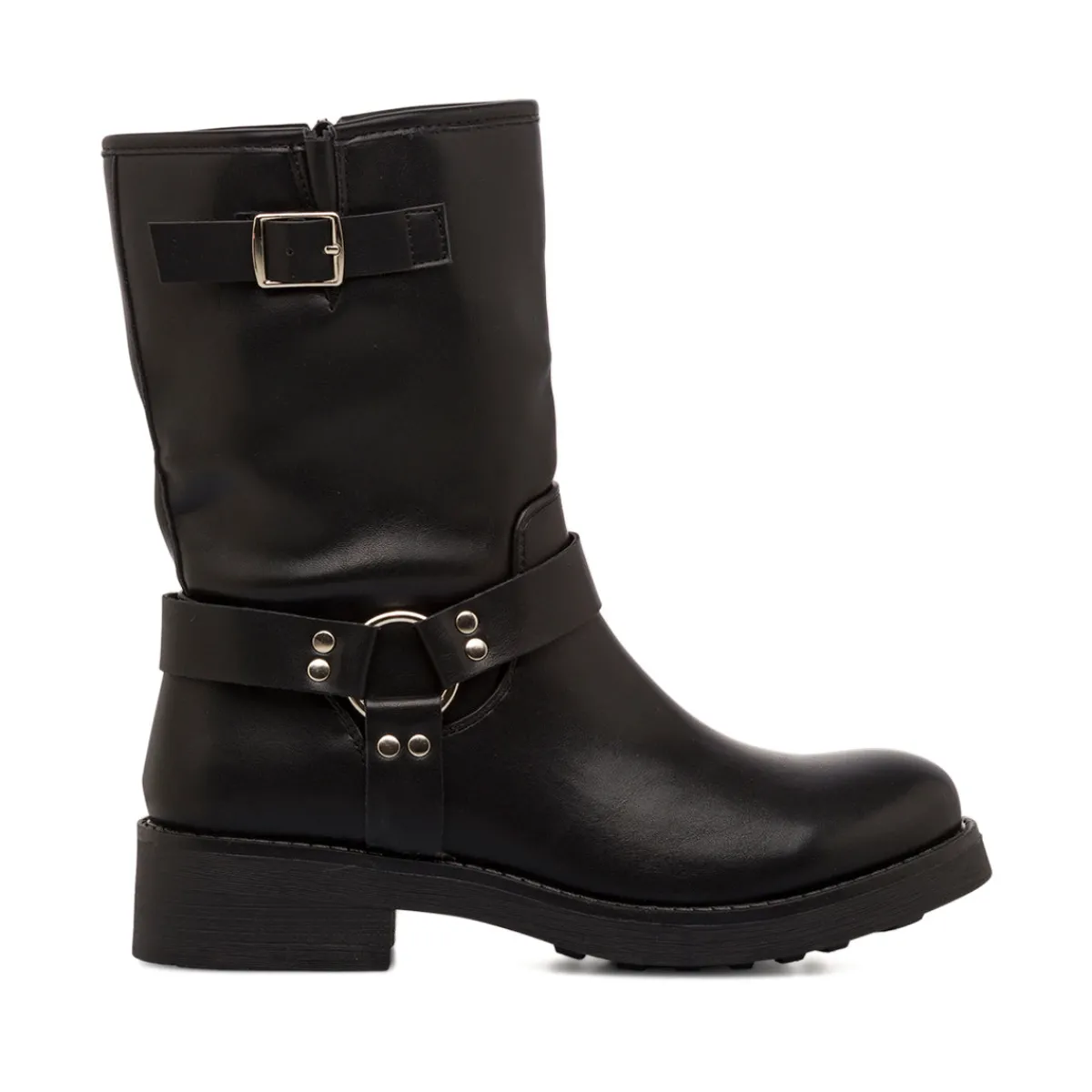 Outlet Stivaletti biker boots da donna neri con fibbie e borchie Donna Stivali Donna|Stivaletti Biker