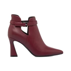 New Stivaletti Bordeaux da Donna con tacco 8,5 cm e fibbia Donna Stivaletti Donna