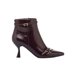 Hot Stivaletti Bordeaux da Donna con fibbie e tacco 7,5 cm Donna Stivaletti Donna