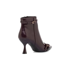 Hot Stivaletti Bordeaux da Donna con fibbie e tacco 7,5 cm Donna Stivaletti Donna