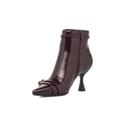 Hot Stivaletti Bordeaux da Donna con fibbie e tacco 7,5 cm Donna Stivaletti Donna