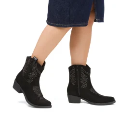 Clearance Stivaletti camperos texani neri da donna effetto scamosciato Donna Stivali Texani|Stivaletti Donna