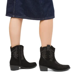 Clearance Stivaletti camperos texani neri da donna effetto scamosciato Donna Stivali Texani|Stivaletti Donna