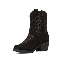 Clearance Stivaletti camperos texani neri da donna effetto scamosciato Donna Stivali Texani|Stivaletti Donna