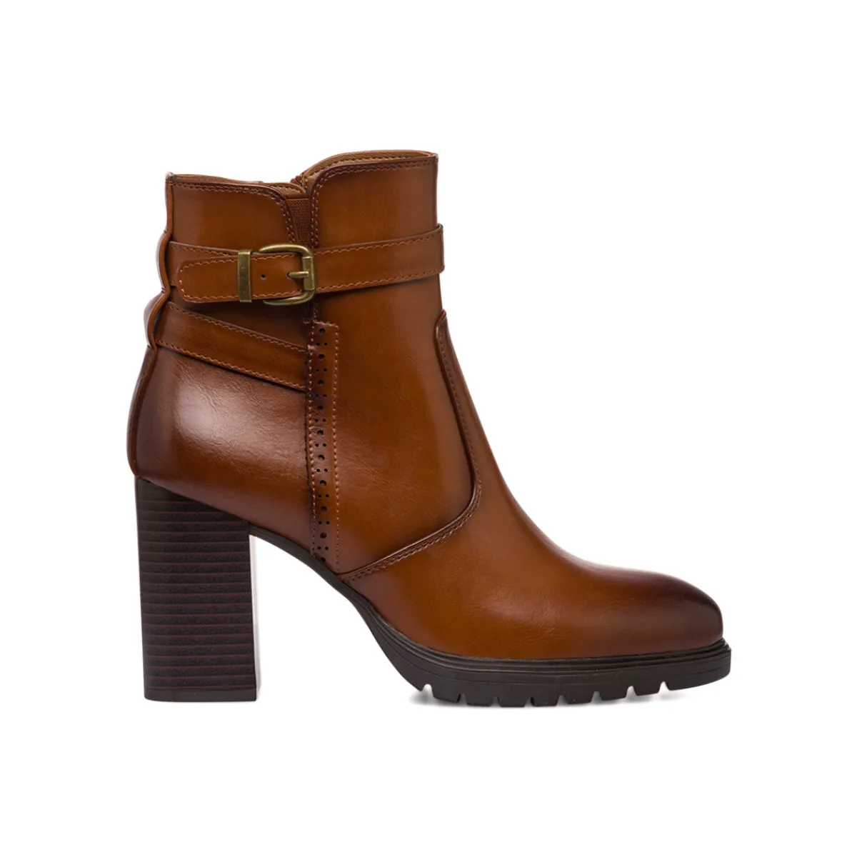 Sale Stivaletti comfort color cuoio da Donna con fibbia e tcco 9 cm Donna Scarpe Comfort|Stivaletti Donna