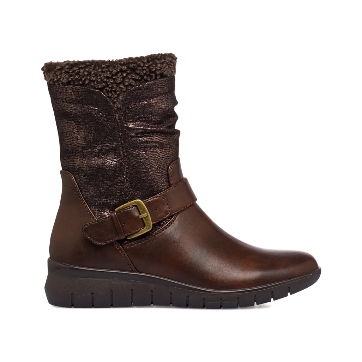 Clearance Stivaletti comfort marroni da donna con fibbia Donna Scarpe Comfort|Stivali Donna