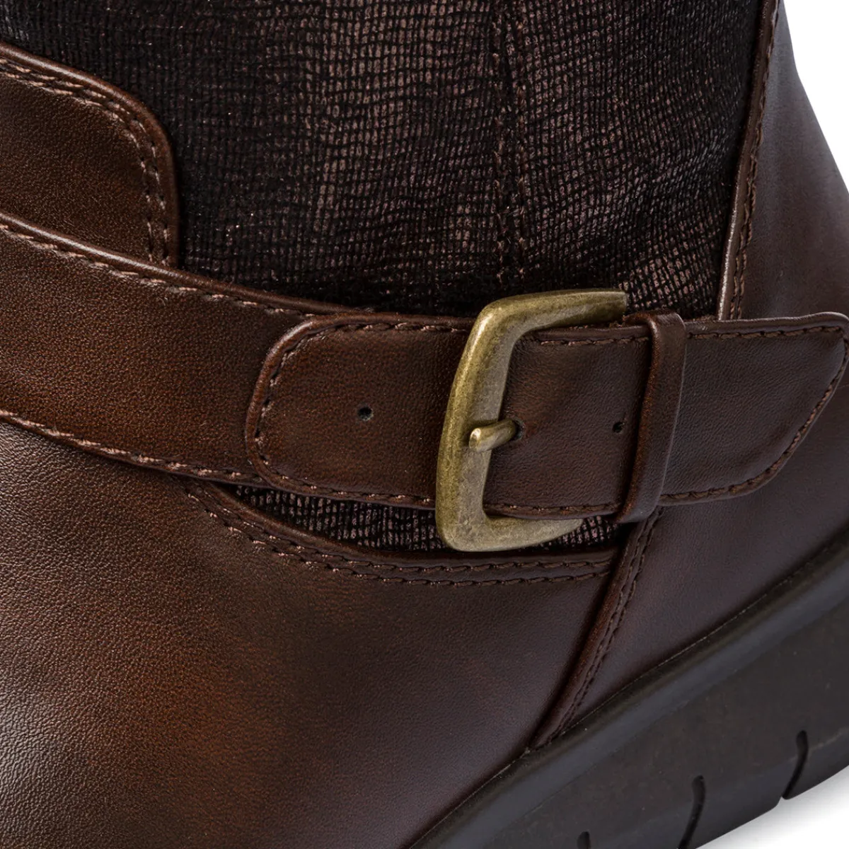 Clearance Stivaletti comfort marroni da donna con fibbia Donna Scarpe Comfort|Stivali Donna