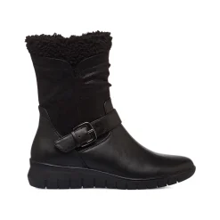 Clearance Stivaletti comfort neri da donna con fibbia Donna Scarpe Comfort|Stivali Donna