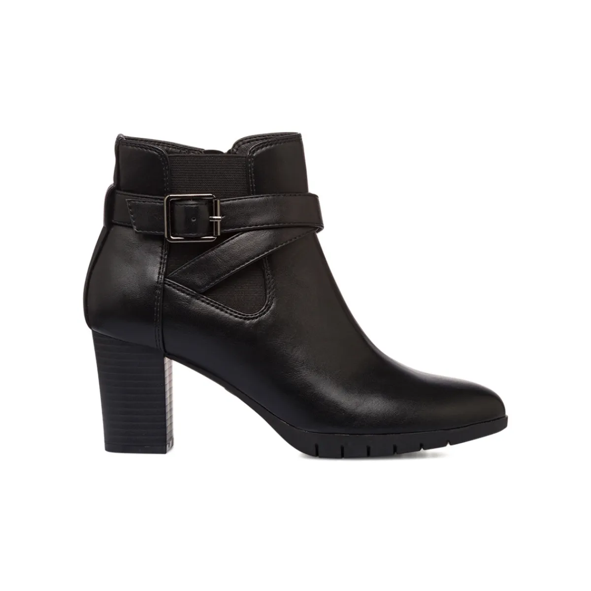 Discount Stivaletti comfort neri da Donna con fibbia e tacco 7 cm Donna Stivaletti Donna|Scarpe Comfort