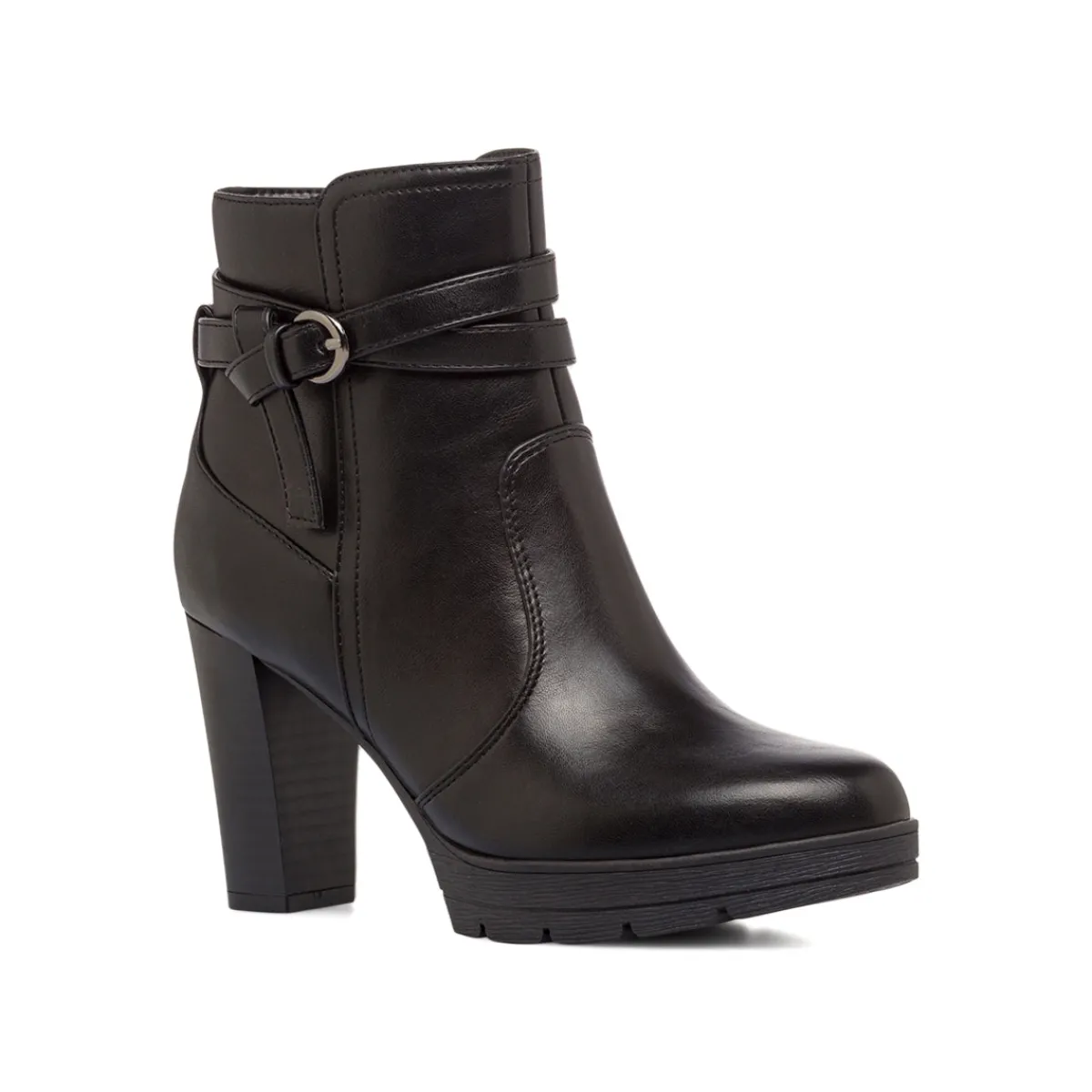 Discount Stivaletti comfort neri da Donna con tacco 9 cm e fibbia Donna Scarpe Comfort|Stivaletti Donna