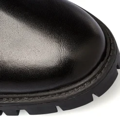 Sale Stivaletti con elastici neri in pelle da uomo con suola chunky Uomo Polacchine Uomo|Stivaletti Uomo