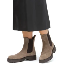 Hot Stivaletti con elastico laterale da donna marroni in pelle scamosciata Donna Stivaletti Donna