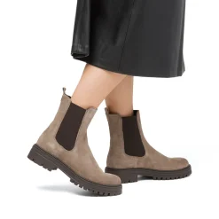 Hot Stivaletti con elastico laterale da donna marroni in pelle scamosciata Donna Stivaletti Donna