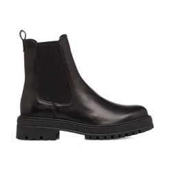 Hot Stivaletti con elastico laterale da donna in pelle neri Donna Stivaletti Donna