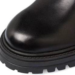 Hot Stivaletti con elastico laterale da donna in pelle neri Donna Stivaletti Donna