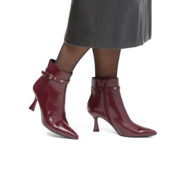 Hot Stivaletti con tacco 7,5 cm da donna bordeaux burgundy con cinturini Donna Scarpe Eleganti