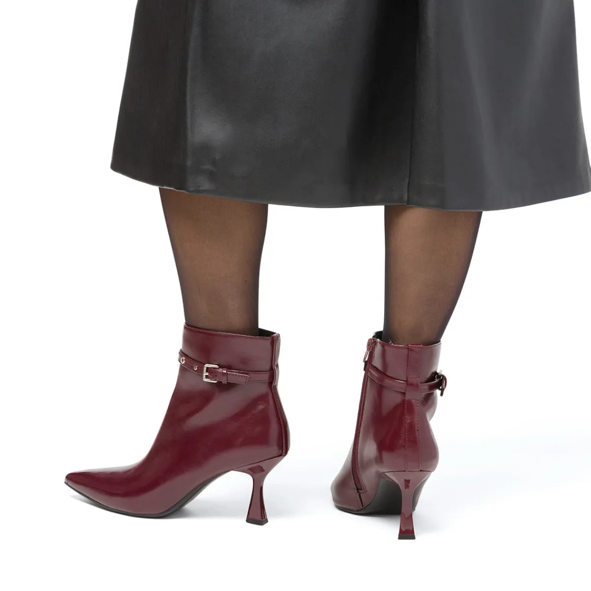 Hot Stivaletti con tacco 7,5 cm da donna bordeaux burgundy con cinturini Donna Scarpe Eleganti