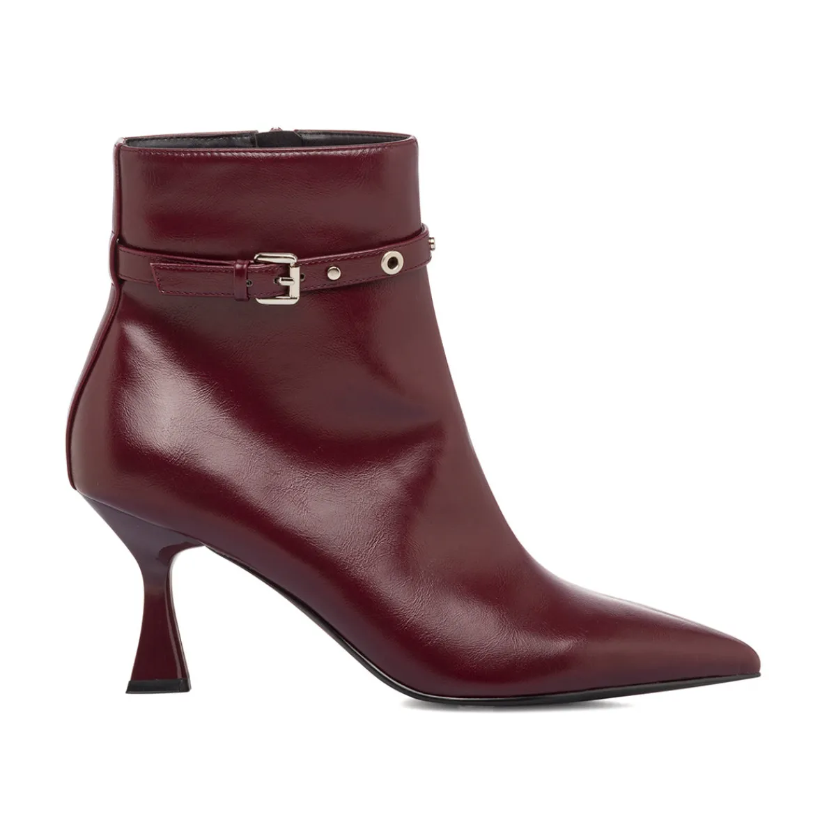 Hot Stivaletti con tacco 7,5 cm da donna bordeaux burgundy con cinturini Donna Scarpe Eleganti