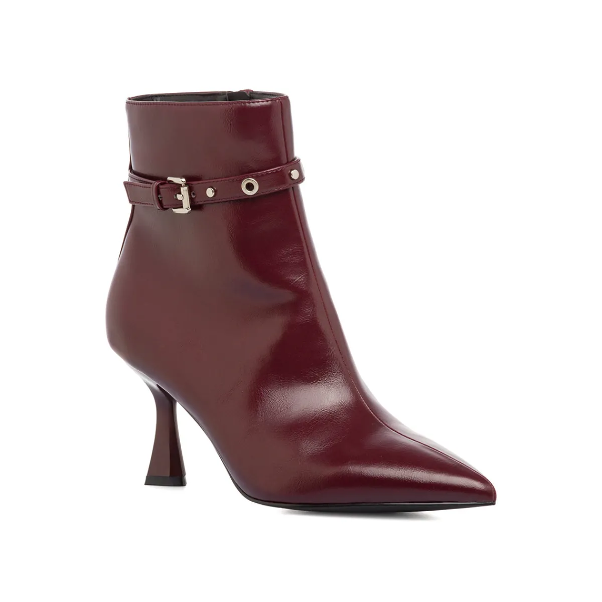 Hot Stivaletti con tacco 7,5 cm da donna bordeaux burgundy con cinturini Donna Scarpe Eleganti