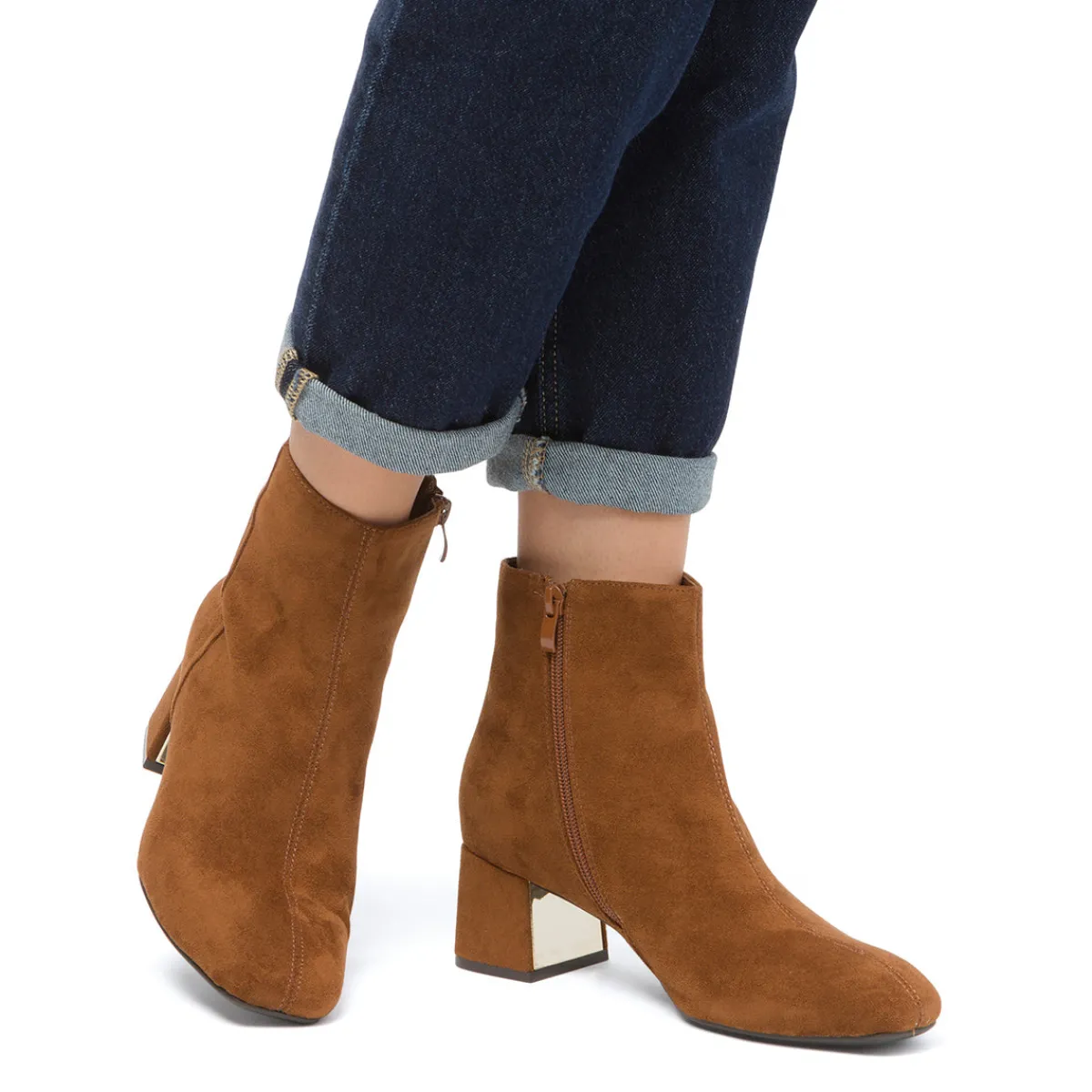 Hot Stivaletti con tacco 5,5 cm da donna marroni effetto scamosciato Donna Stivaletti Donna