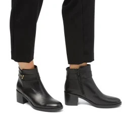 Discount Stivaletti con tacco da donna neri in pelle con tacco Donna Stivaletti Donna