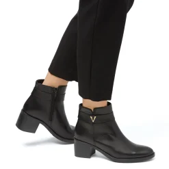 Discount Stivaletti con tacco da donna neri in pelle con tacco Donna Stivaletti Donna