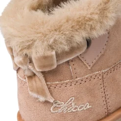 Stivaletti da bambina beige in pelle scamosciata con collo in pelliccia Bambino Primi Passi Bambina