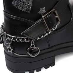 Hot Stivaletti da bambina neri con fibbia e glitter Bambino Stivaletti Bambina