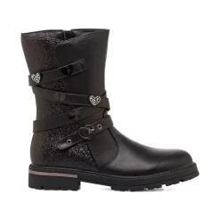 Clearance Stivaletti da ragazza neri con glitter e cinturino Bambino Stivaletti Bambina|Scarpe Ragazza