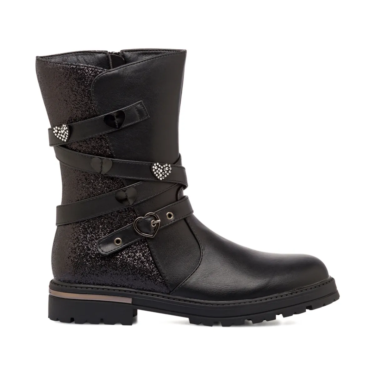 Clearance Stivaletti da ragazza neri con glitter e cinturino Bambino Stivaletti Bambina|Scarpe Ragazza