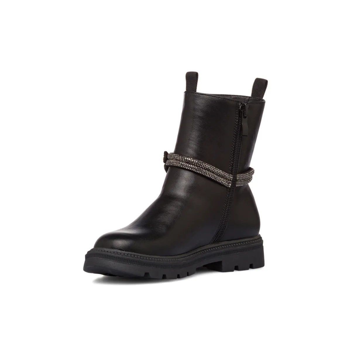 Hot Stivaletti da ragazza neri con strass e fiori Bambino Stivaletti Bambina|Scarpe Ragazza