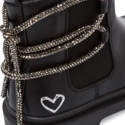 Outlet Stivaletti da Ragazza neri con strass e suola alta Bambino Stivaletti Bambina|Scarpe Ragazza