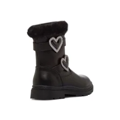 Clearance Stivaletti da Ragazza neri con fibbie a cuore in strass Bambino Stivaletti Bambina|Scarpe Ragazza