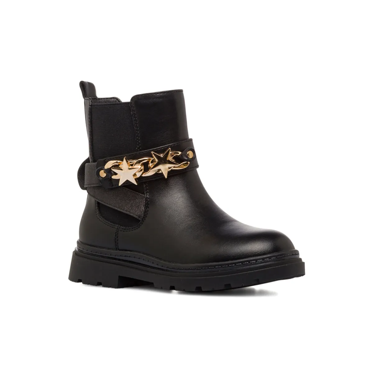 Online Stivaletti da Ragazza neri con catena e stelle dorate Bambino Scarpe Ragazza|Stivaletti Bambina