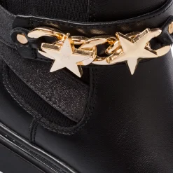 Online Stivaletti da Ragazza neri con catena e stelle dorate Bambino Scarpe Ragazza|Stivaletti Bambina