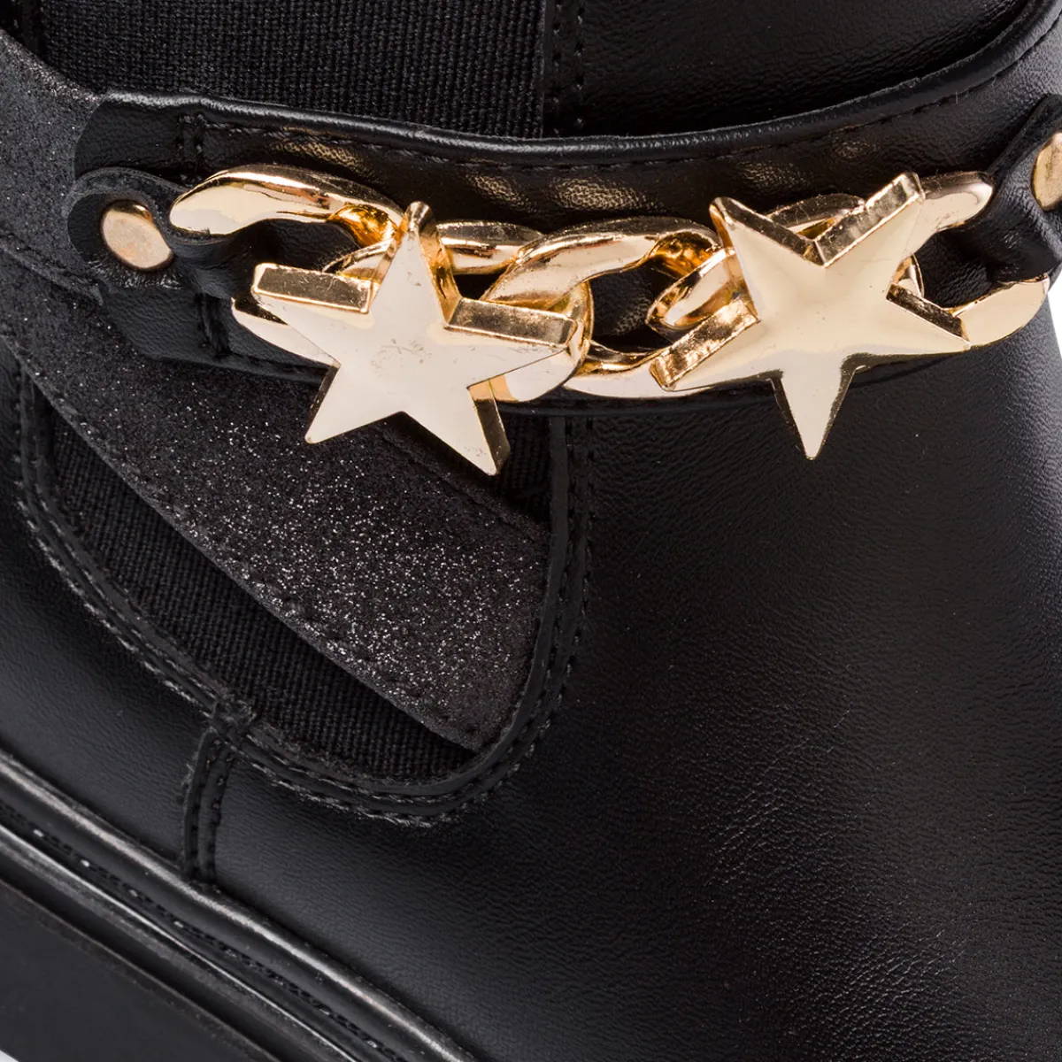 Online Stivaletti da Ragazza neri con catena e stelle dorate Bambino Scarpe Ragazza|Stivaletti Bambina