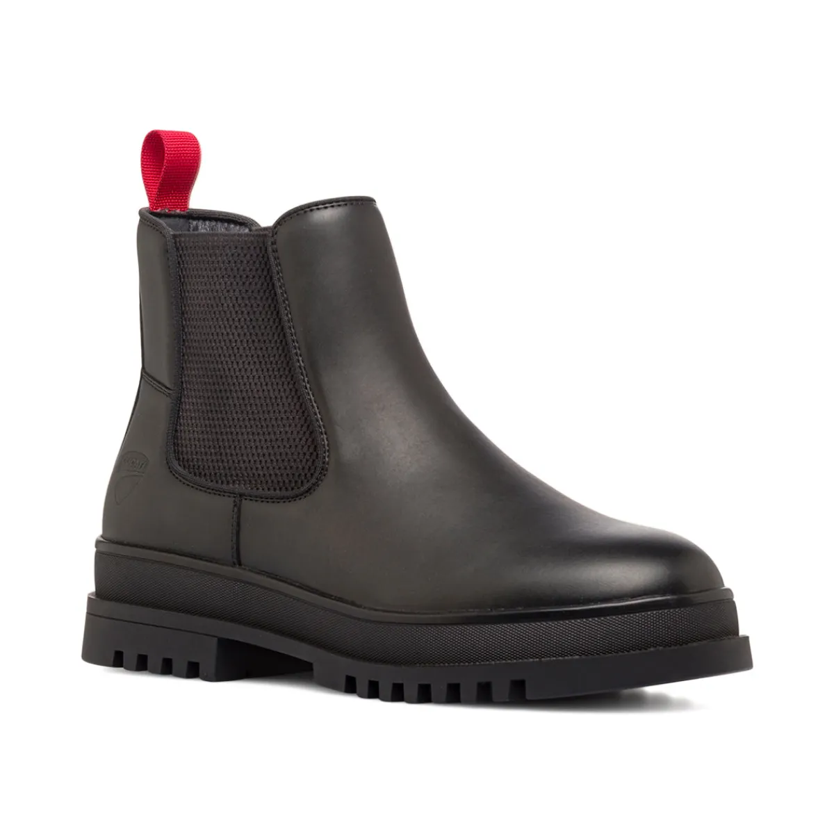 New Stivaletti da uomo neri in similpelle con dettaglio rosso Uomo Polacchine Uomo|Stivaletti Uomo