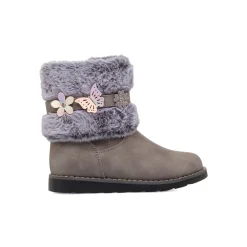 Hot Stivaletti grigi da Bambina con pelo effetto scamosciato e dettagli floreali Bambino Stivaletti Cozy Boots|Stivaletti Bambina