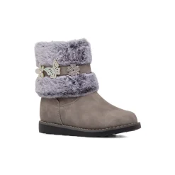 Hot Stivaletti grigi da Bambina con pelo effetto scamosciato e dettagli floreali Bambino Stivaletti Cozy Boots|Stivaletti Bambina