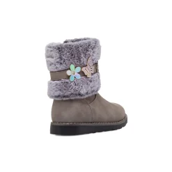 Hot Stivaletti grigi da Bambina con pelo effetto scamosciato e dettagli floreali Bambino Stivaletti Cozy Boots|Stivaletti Bambina