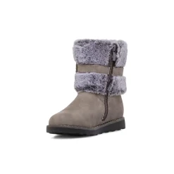 Hot Stivaletti grigi da Bambina con pelo effetto scamosciato e dettagli floreali Bambino Stivaletti Cozy Boots|Stivaletti Bambina