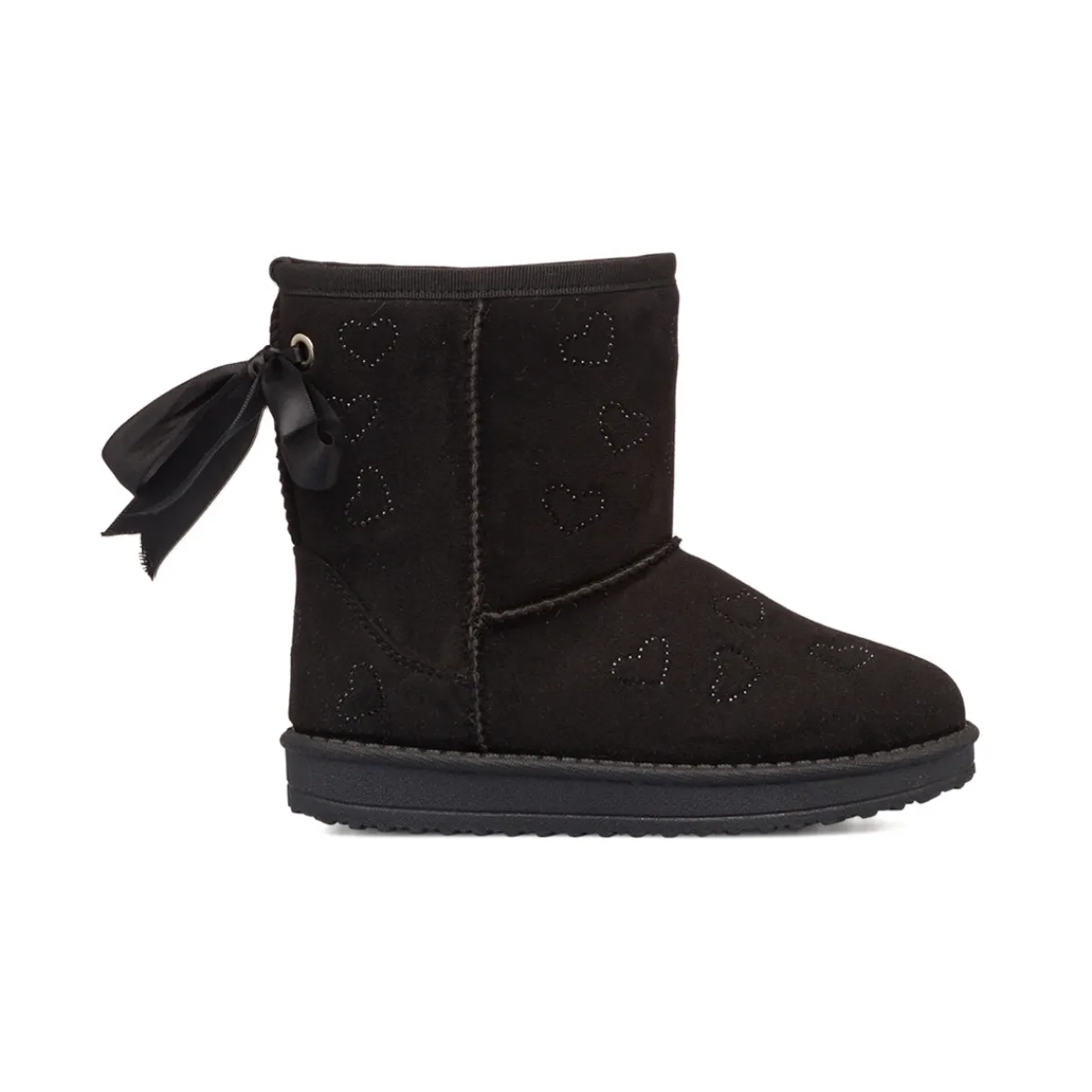 Sale Stivaletti imbottiti cozy boots neri da bambina con cuori strass e fiocchetto 10 Baci Bambino Stivaletti Cozy Boots|Stivaletti Bambina