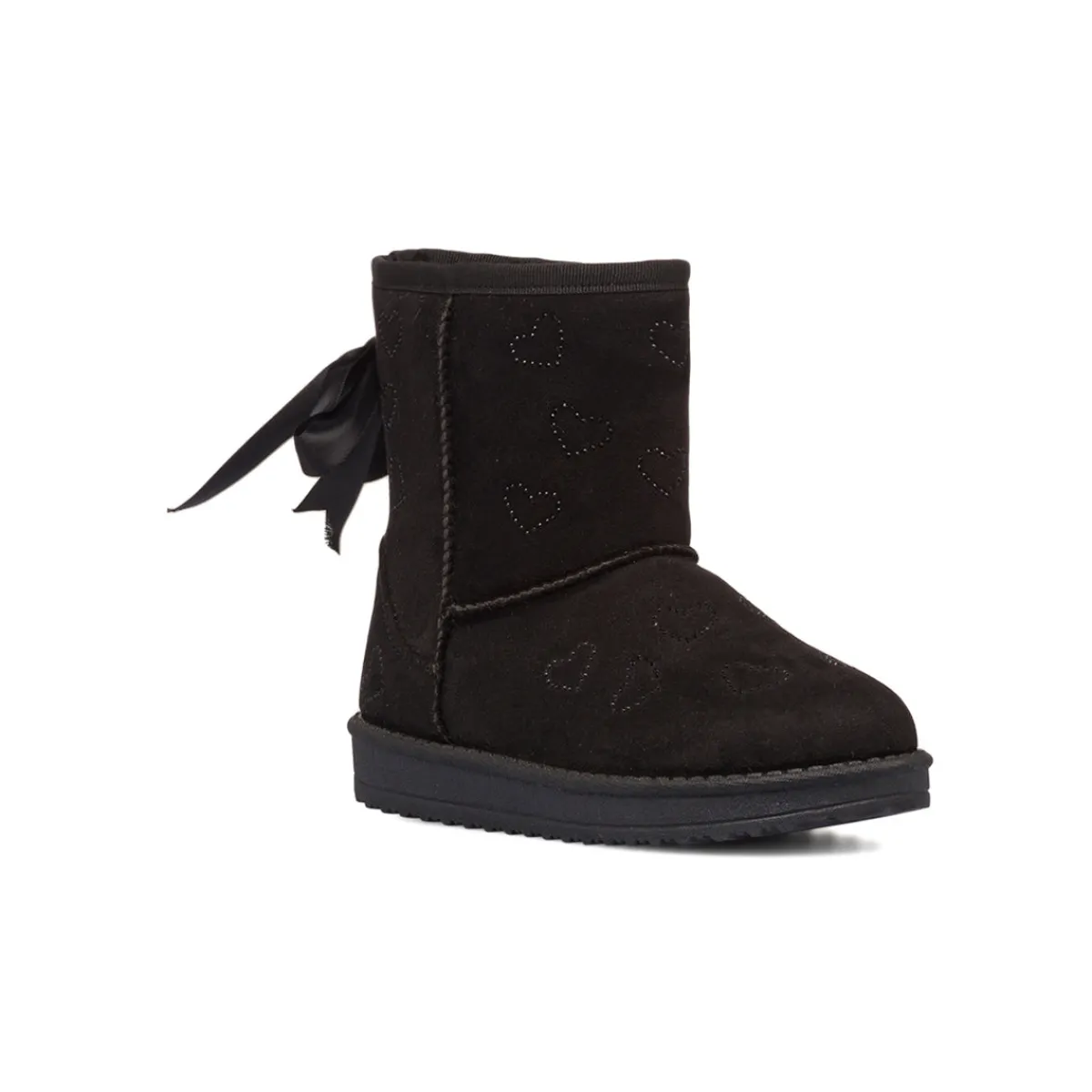 Sale Stivaletti imbottiti cozy boots neri da bambina con cuori strass e fiocchetto 10 Baci Bambino Stivaletti Cozy Boots|Stivaletti Bambina