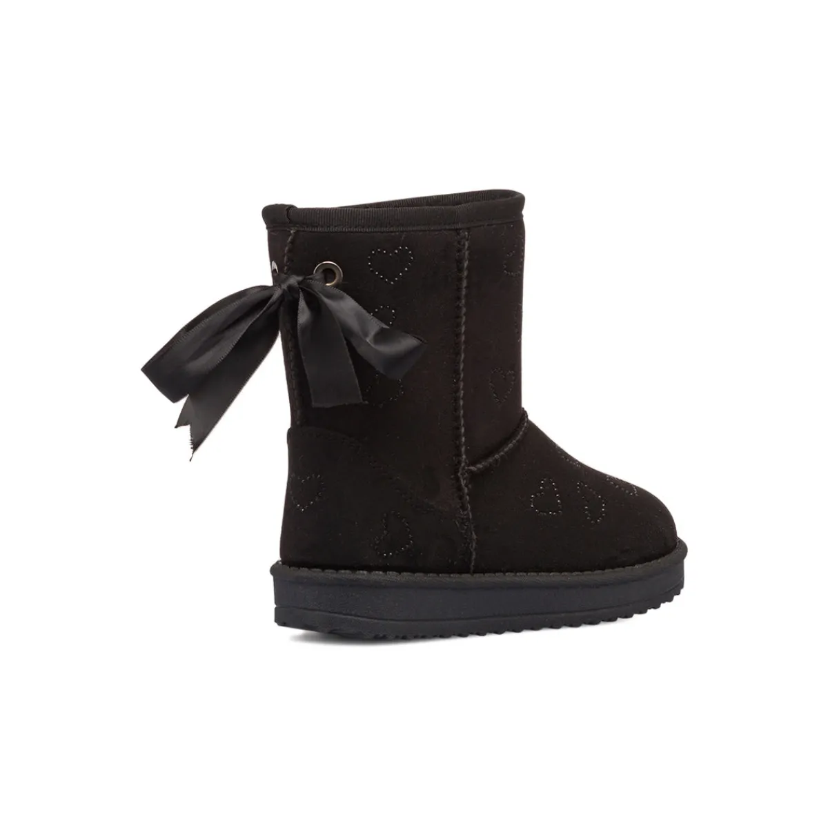 Sale Stivaletti imbottiti cozy boots neri da bambina con cuori strass e fiocchetto 10 Baci Bambino Stivaletti Cozy Boots|Stivaletti Bambina