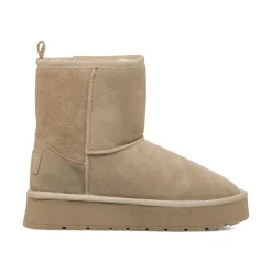 Outlet Stivaletti imbottiti da donna beige in pelle scamosciata con suola platform Donna Stivaletti Donna|Stivaletti Cozy Boots Donna