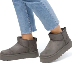 Best Stivaletti imbottiti Donna grigi in tessuto effetto scamosciato con suola platform Donna Stivaletti Donna|Stivaletti Cozy Boots Donna