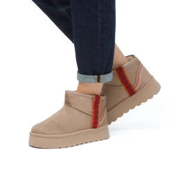 Outlet Stivaletti imbottiti effetto scamosciato con ricami da Donna khaki Donna Stivaletti Donna|Stivaletti Cozy Boots Donna