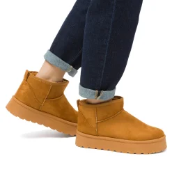 Outlet Stivaletti imbottiti effetto scamosciato ocra da Donna Donna Stivaletti Donna|Stivaletti Cozy Boots Donna