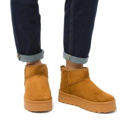 Outlet Stivaletti imbottiti effetto scamosciato ocra da Donna Donna Stivaletti Donna|Stivaletti Cozy Boots Donna